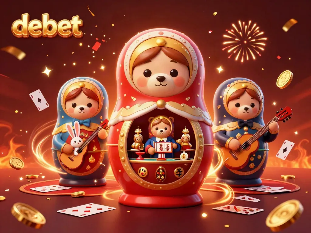 Engage in exciting gaming at debet with a colorful casino-themed illustration featuring vibrant characters and elements.