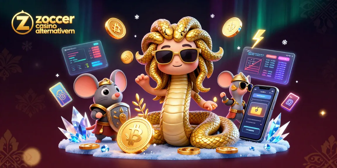 Erleben Sie zoccer casino Alternativen mit einer freundlichen Medusa und einem mutigen Krieger, umgeben von Kryptowährungen.