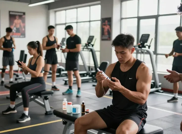 Anabolika Shop für Bodybuilder mit Steroid Spritztechniken in einem modernen Fitnessstudio